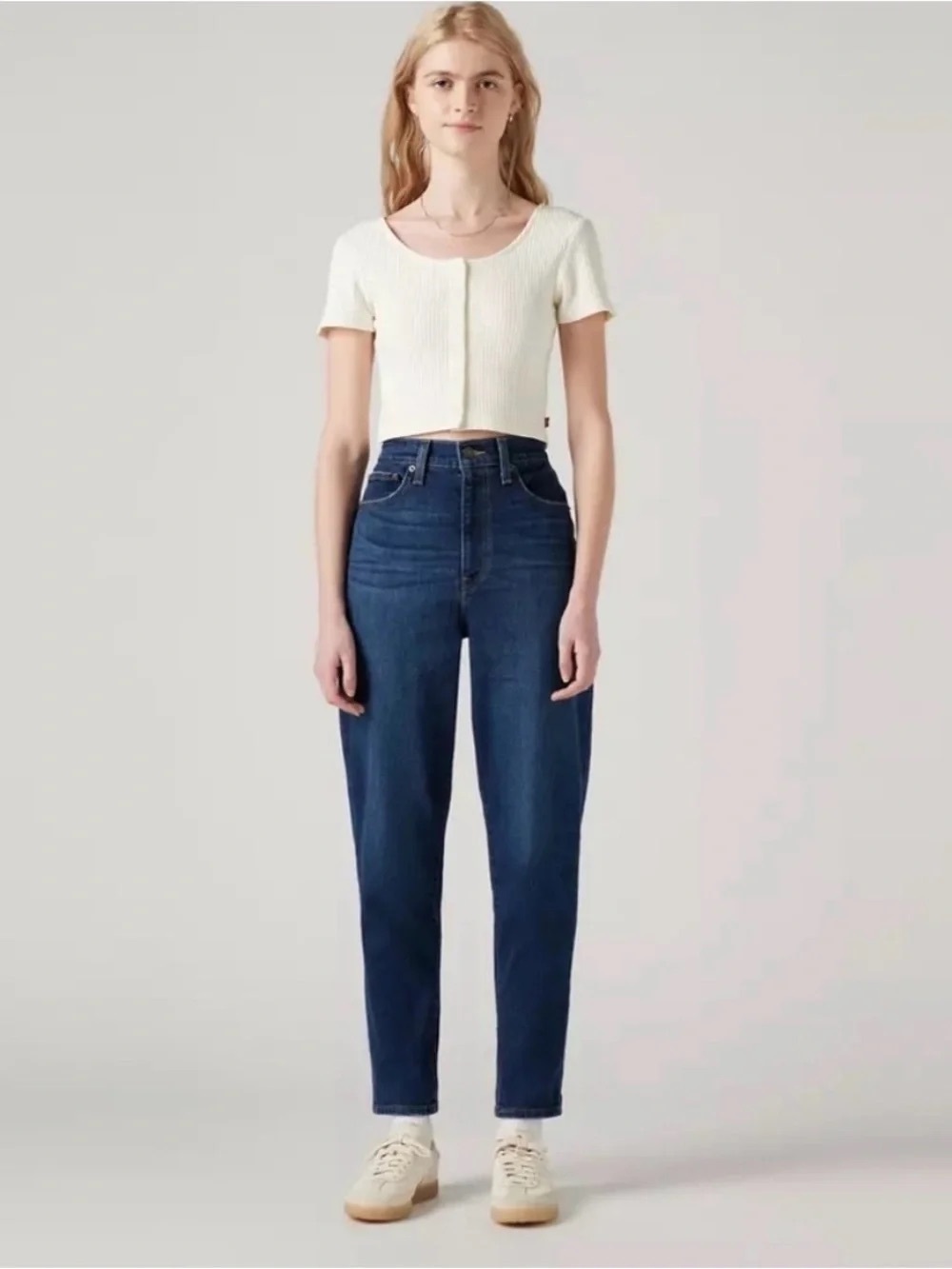 Levi's mom Jean High waisted blue Dark Blue Straight denim pants casual business